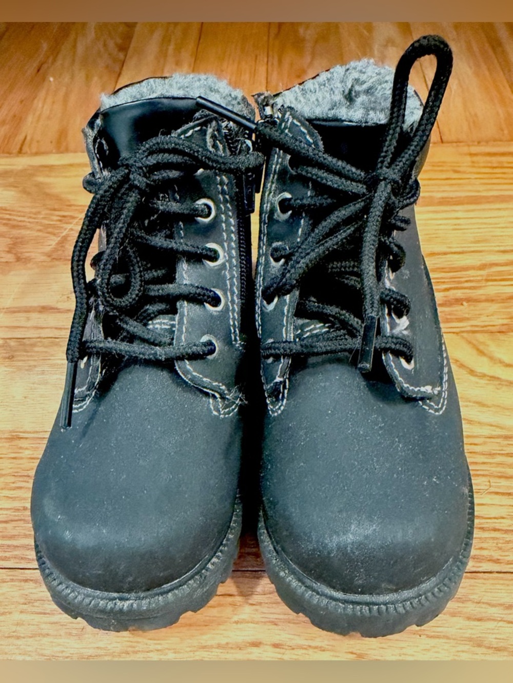 Kids Black Lace-Up Fleece-Lined Boots by SmartFit